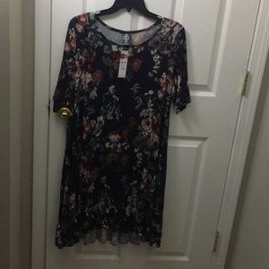 XL A&D floral ruffled tunic NWT